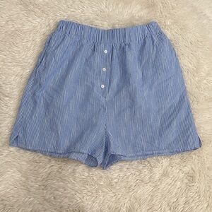 Favorite Daughter Blue Pinstripe shorts